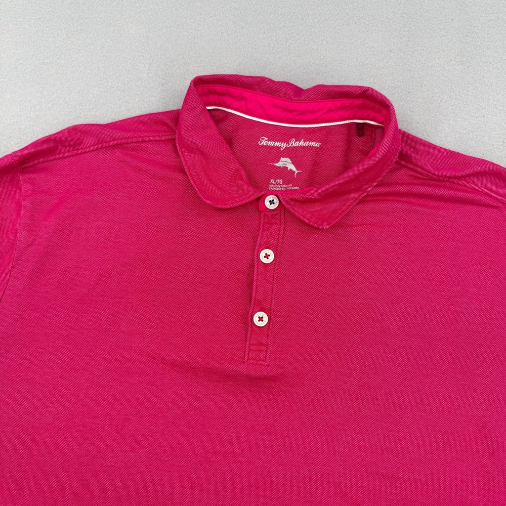 Tommy Bahama Mens XL Pink Emfielder Polo Shirt Short Sleeve Cotton Blend Pique